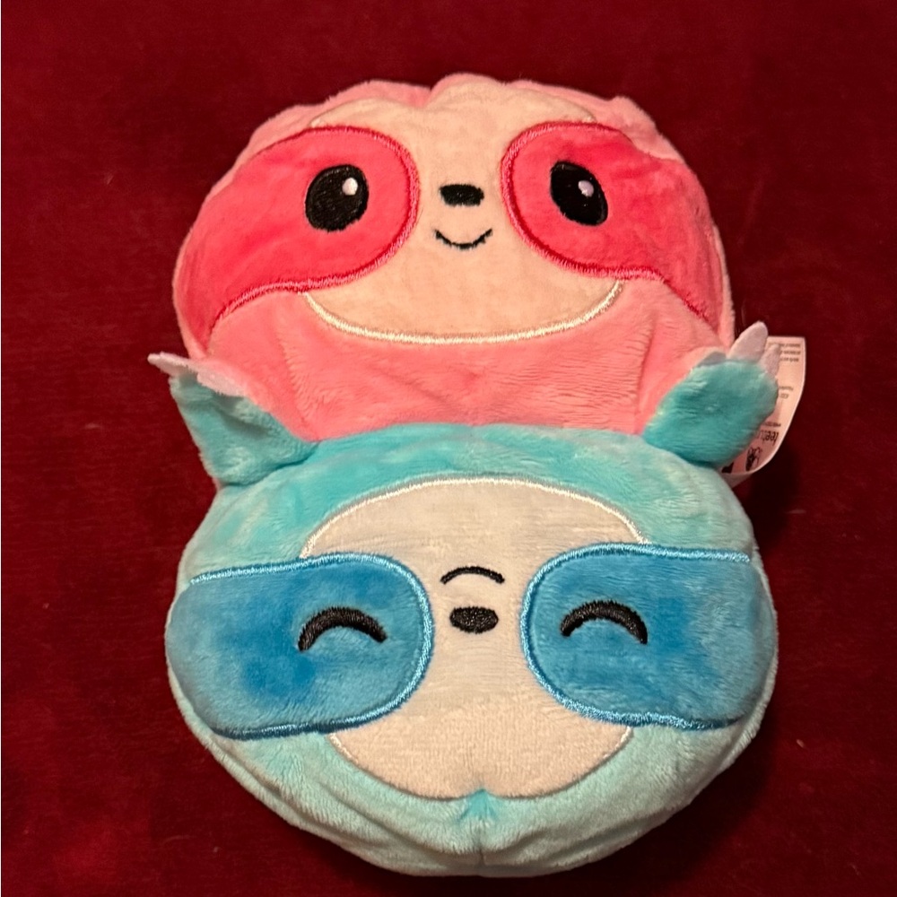 TeeTurtle Reversible Sloth plushie, Pink and Blue Duo
